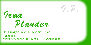 irma plander business card